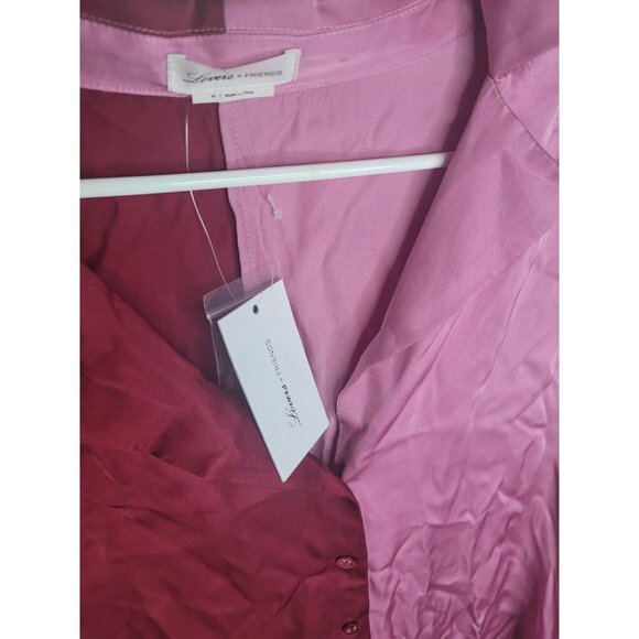 NWT Lovers + Friends Pajama Shirt in Pink & Plum Red SZ M - Picture 3 of 9